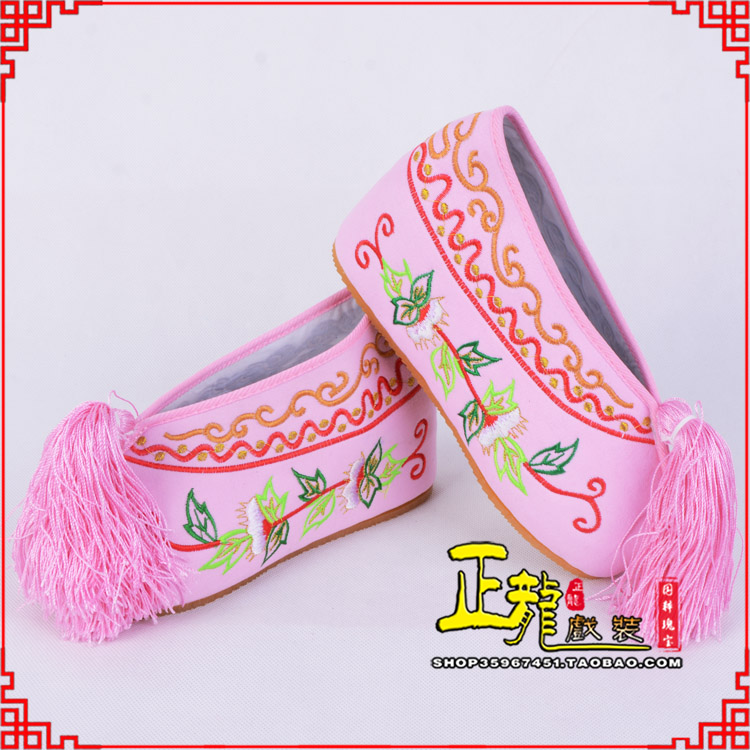 且末花旦鞋女绣花彩鞋 舒适款草花内高彩鞋