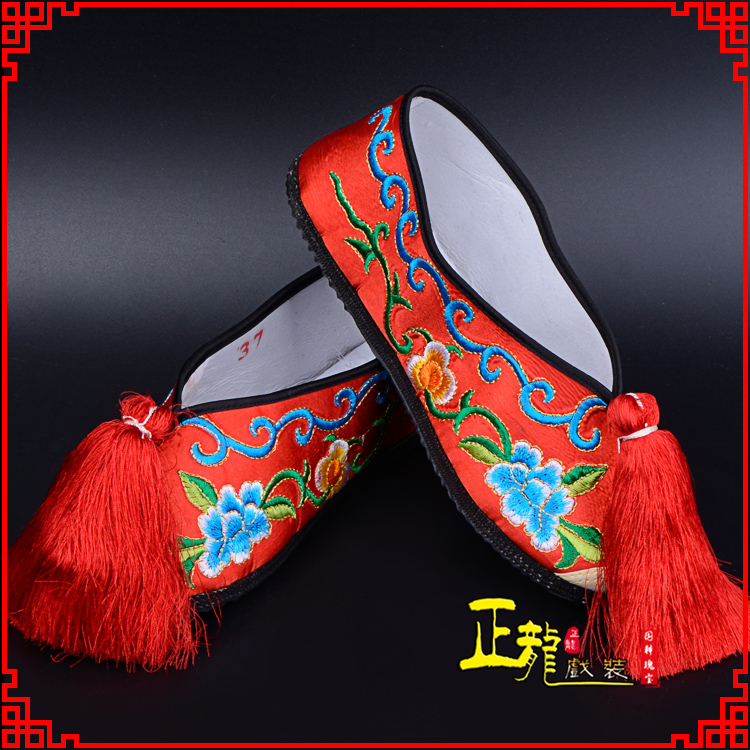 且末京剧越剧戏曲彩鞋花旦绣花 普平底彩鞋