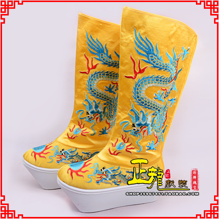 且末皇帝龙靴变脸靴绣龙靴子厚底官靴 好龙高靴